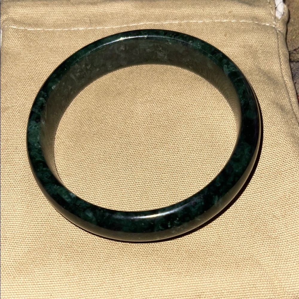 Dark Green Stone Bangle Bracelet